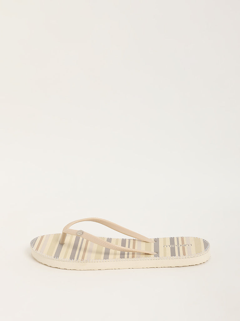 LUNA BLU Beige Striped Flip-Flop