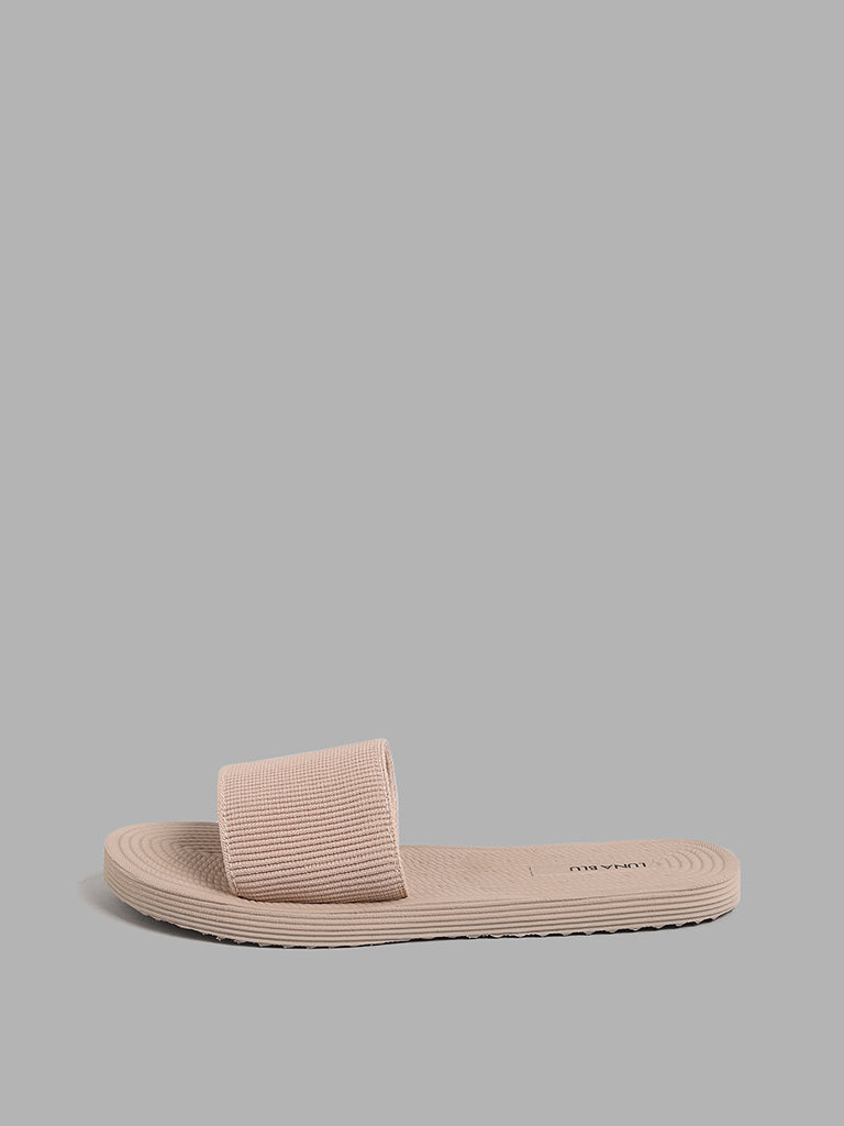 LUNA BLU Beige Self-Striped Slides