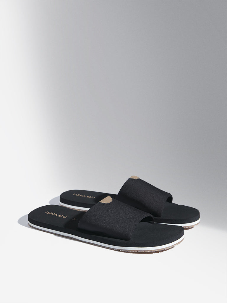 LUNA BLU Black Lycra Slides