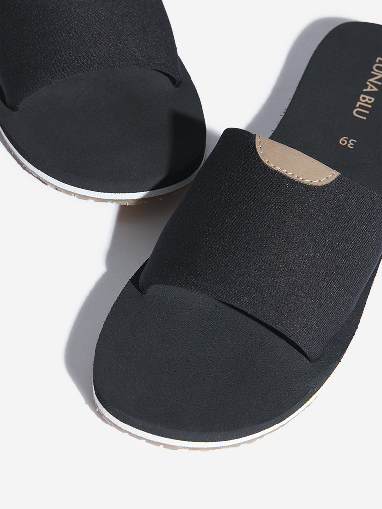 LUNA BLU Black Lycra Slides