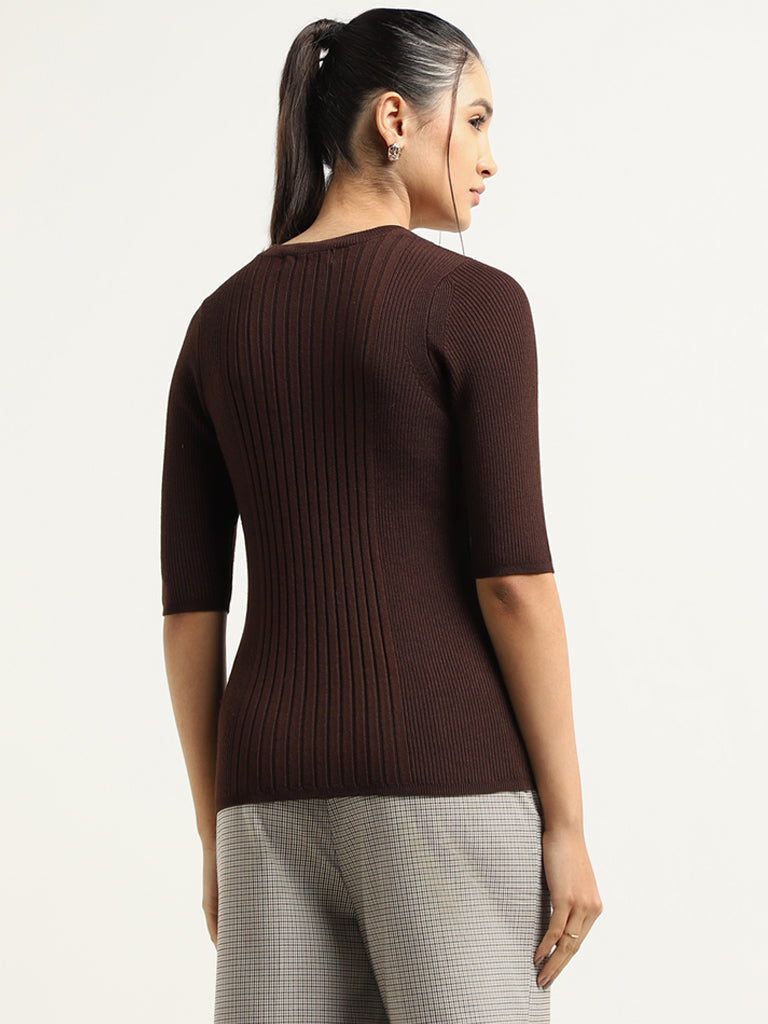 Wardrobe Brown Ribbed Top