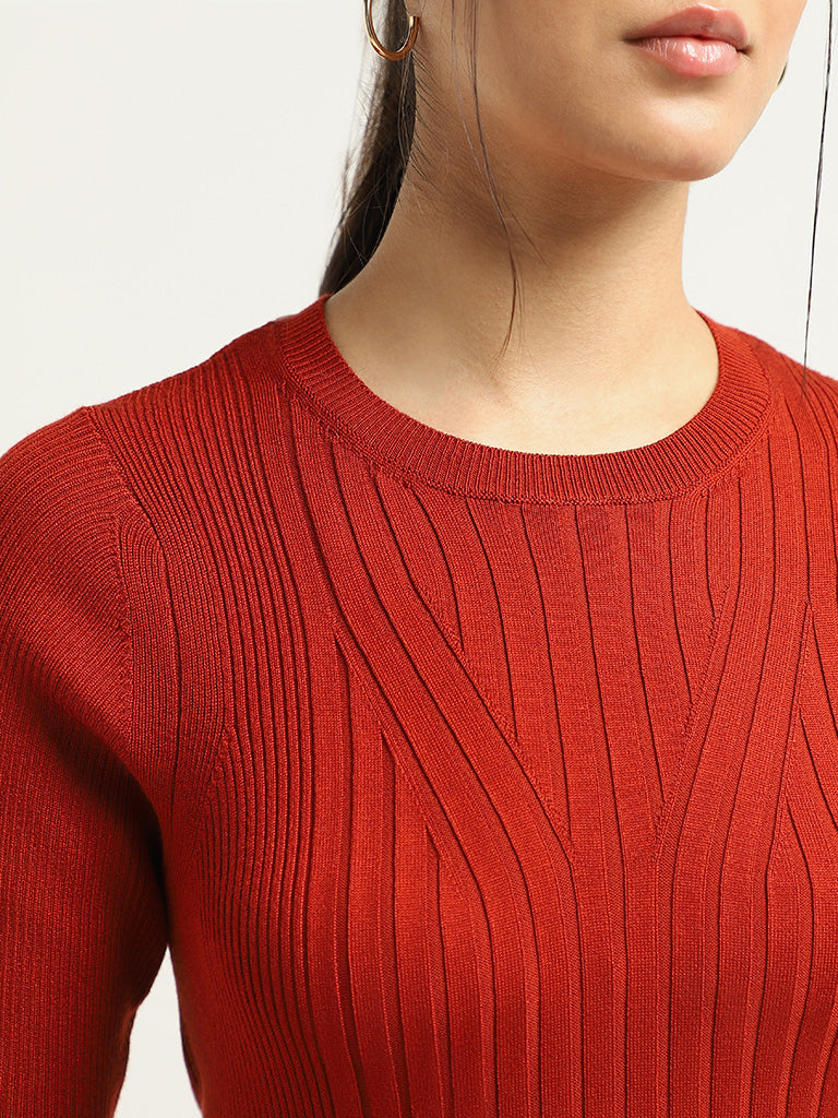 Wardrobe Rust Ribbed Top