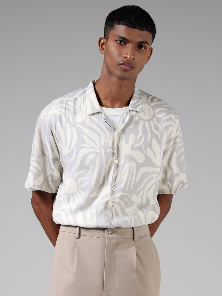 Nuon Off White Abstract Print Relaxed-Fit Shirt