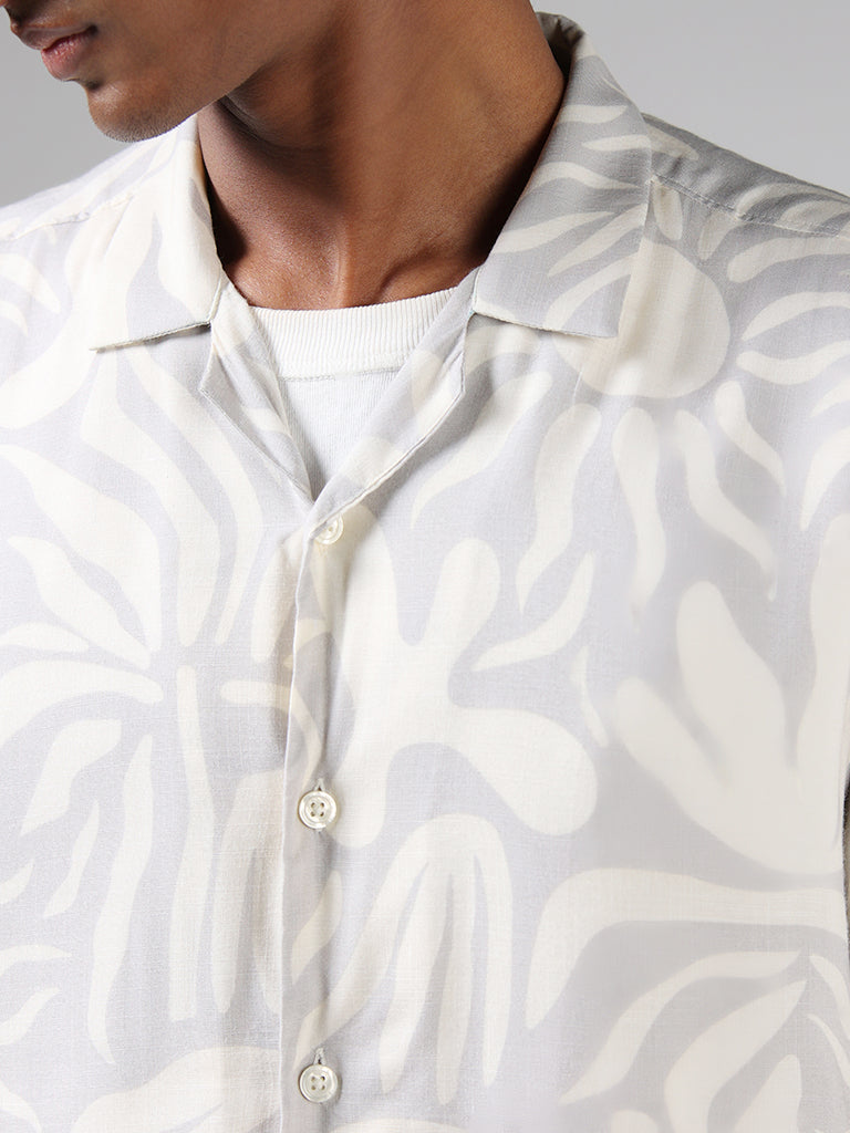 Nuon Off White Abstract Print Relaxed-Fit Shirt