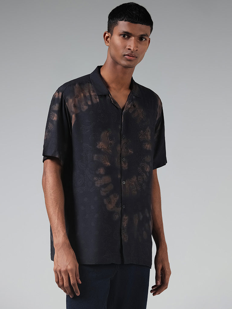 Nuon Black Printed Relaxed-Fit Shirt