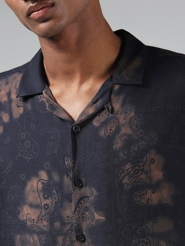 Nuon Black Printed Relaxed-Fit Shirt