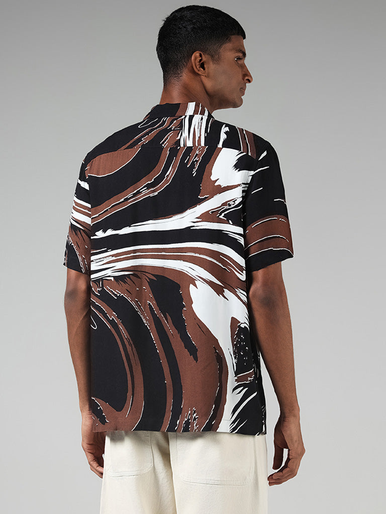 Nuon Black Abstract Print Relaxed-Fit Shirt