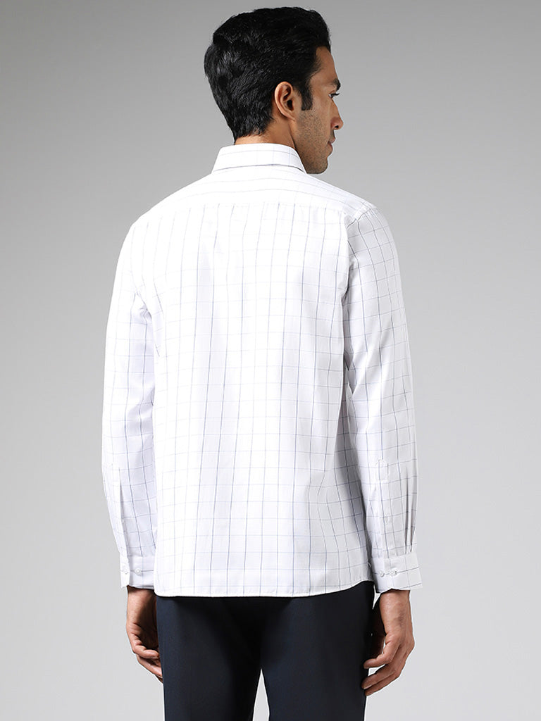 WES Formals White Checked Slim-Fit Shirt