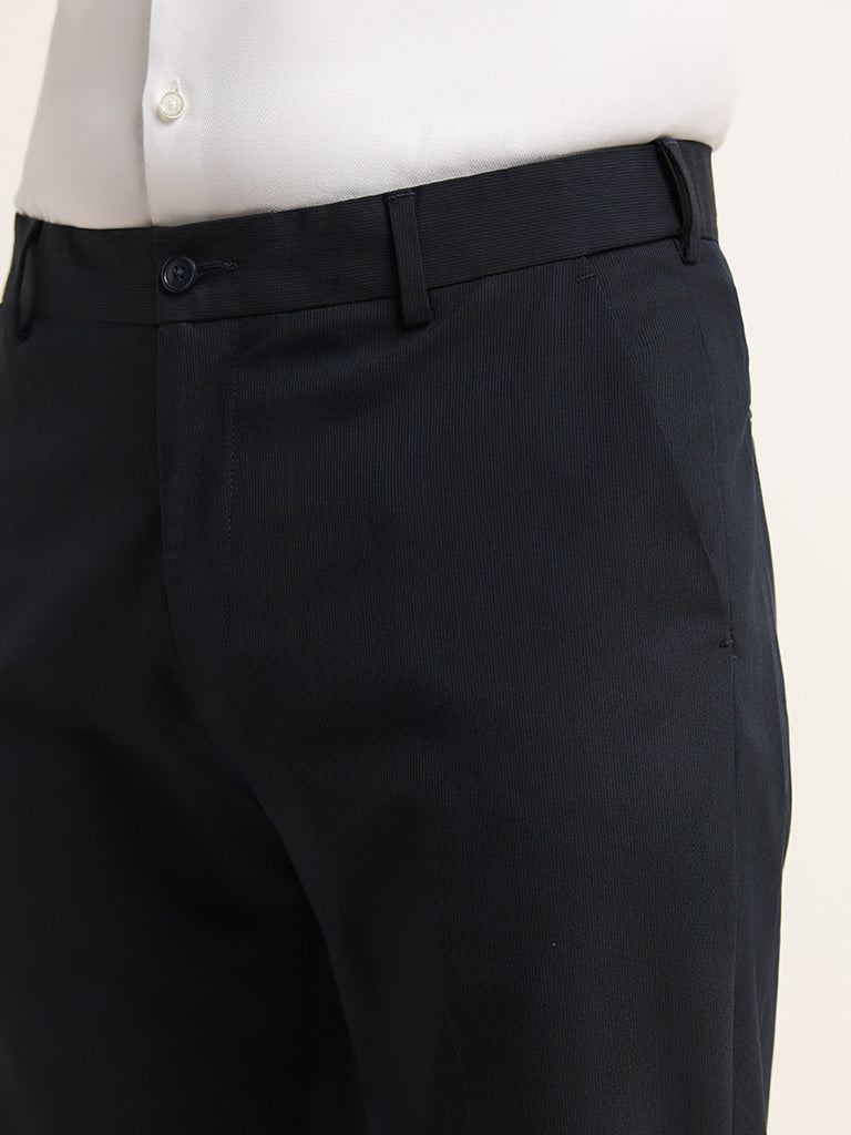 WES Formals Navy Slim Fit Trousers