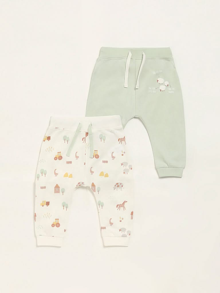 HOP Baby Multicolor Printed Joggers - Pack of 2