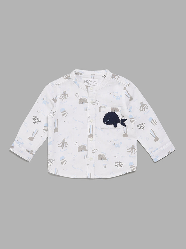 HOP Baby Sea Animal Printed White Shirt