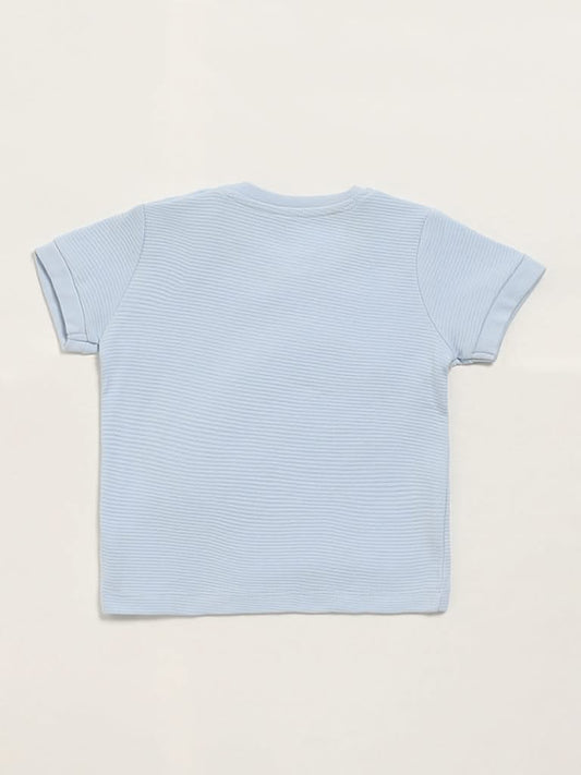 HOP Baby Blue Self-Patterned T-Shirt