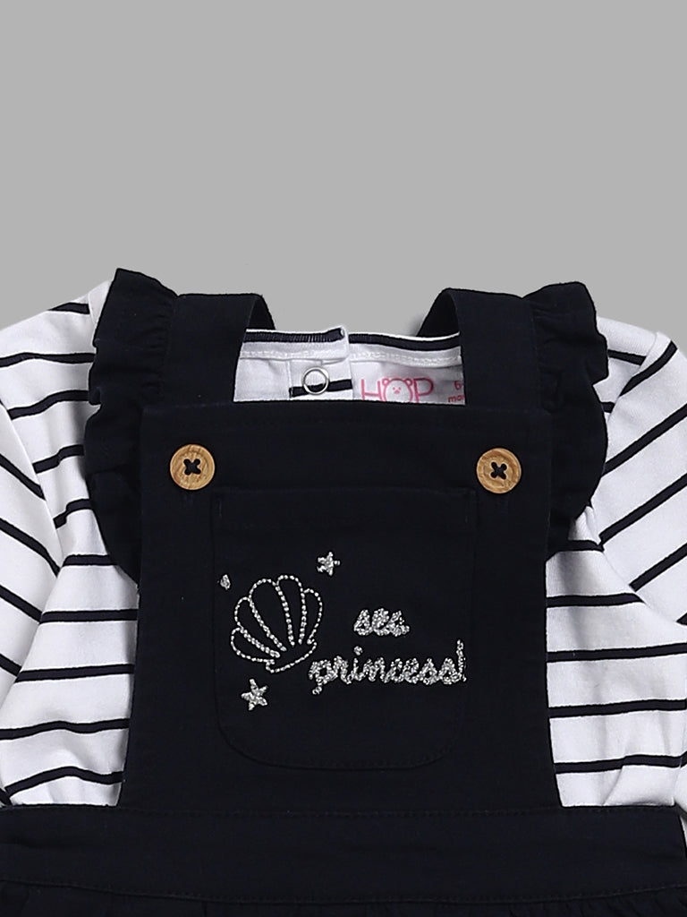 HOP Baby Striped T-Shirt with Navy Dungaree