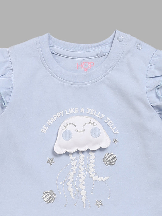 HOP Baby Blue Printed T-Shirt