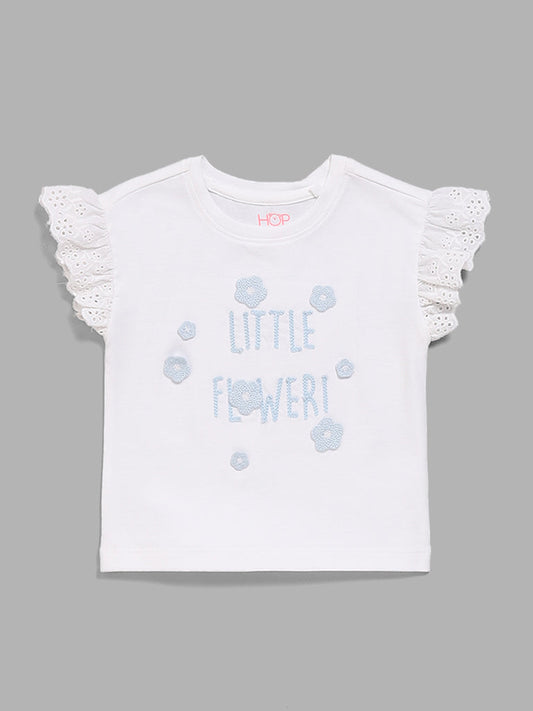 HOP Baby White Embroidered T-Shirt