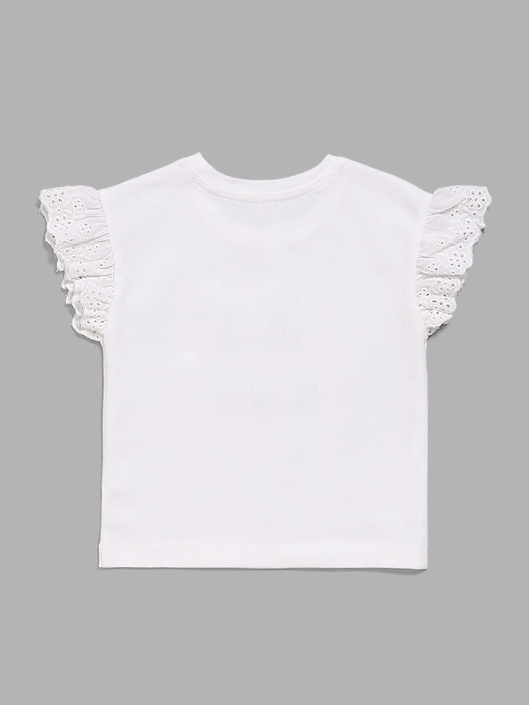 HOP Baby White Embroidered T-Shirt