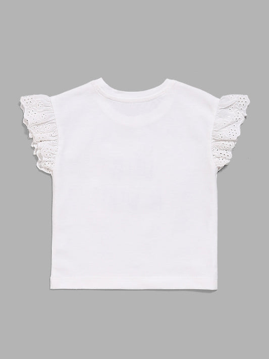 HOP Baby White Embroidered T-Shirt