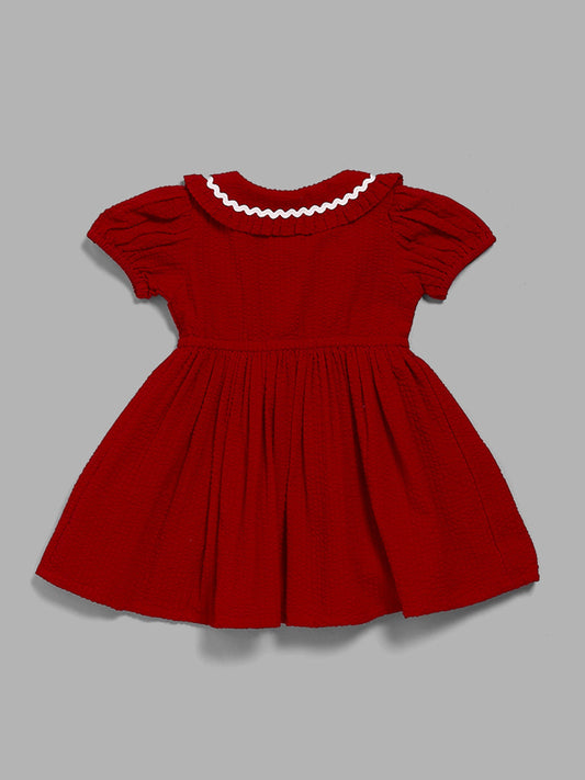 HOP Baby Red Embroidered Dress