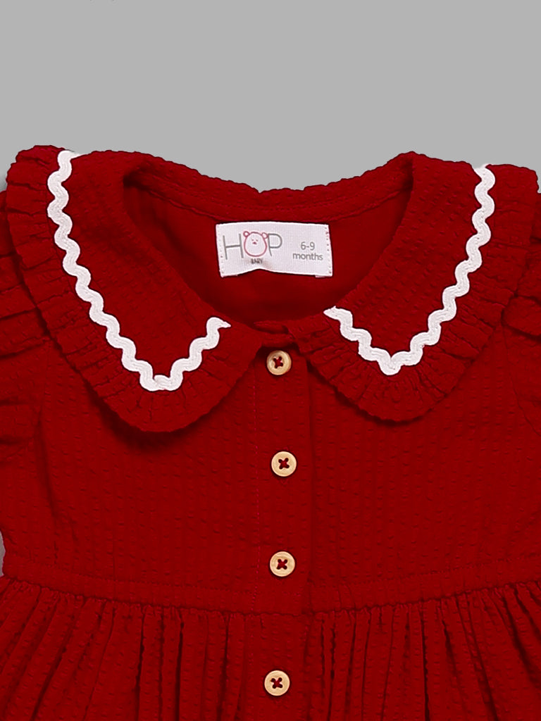 HOP Baby Red Embroidered Dress