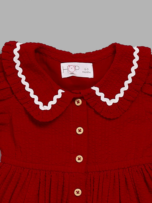 HOP Baby Red Embroidered Dress