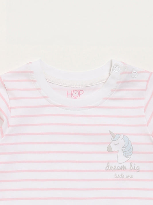 HOP Baby Blue & Pink Unicorn Printed T-Shirt - Pack of 2