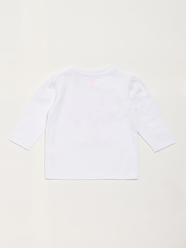 HOP Baby Heart Embellished White T-Shirt