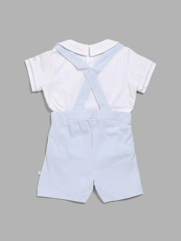 HOP Baby Blue Embroidered T-Shirt & Shorts Set