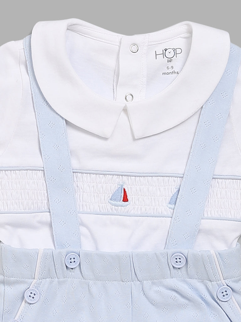 HOP Baby Blue Embroidered T-Shirt & Shorts Set