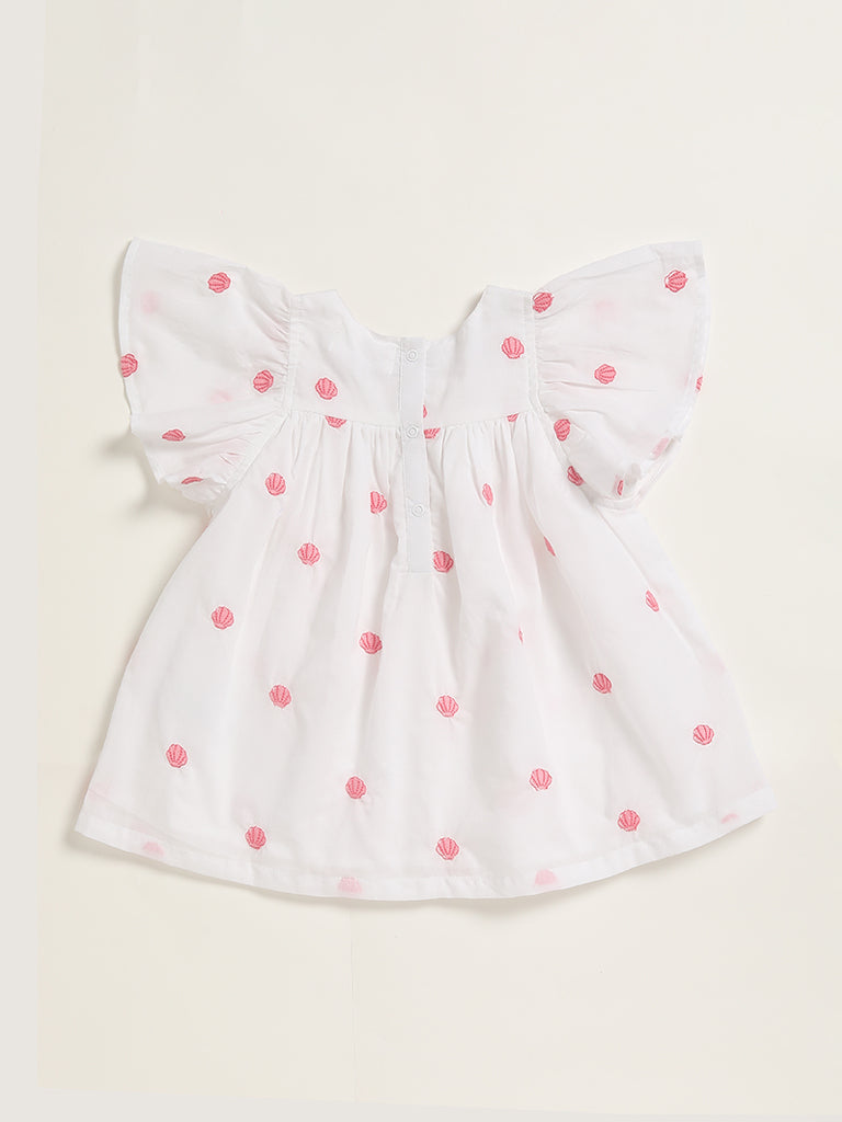 HOP Baby White Printed A-Line Dress