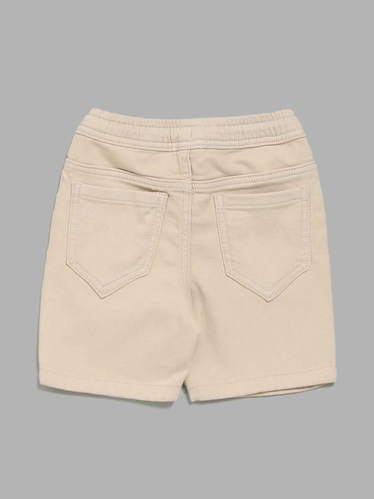 HOP Kids Solid Beige Shorts