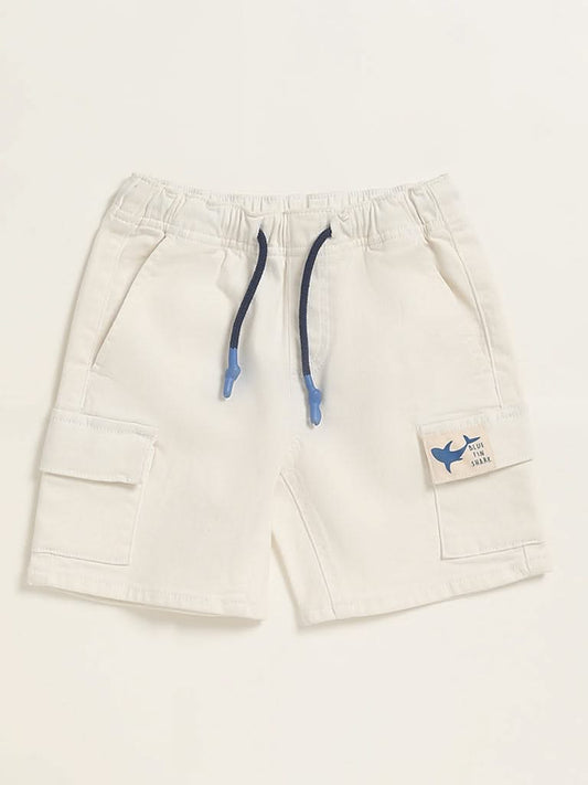 HOP Kids Off White Cargo Shorts