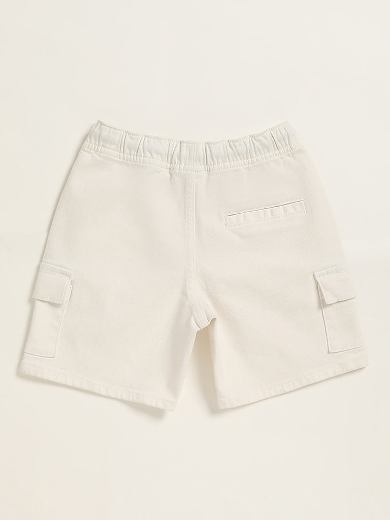 HOP Kids Off White Cargo Shorts