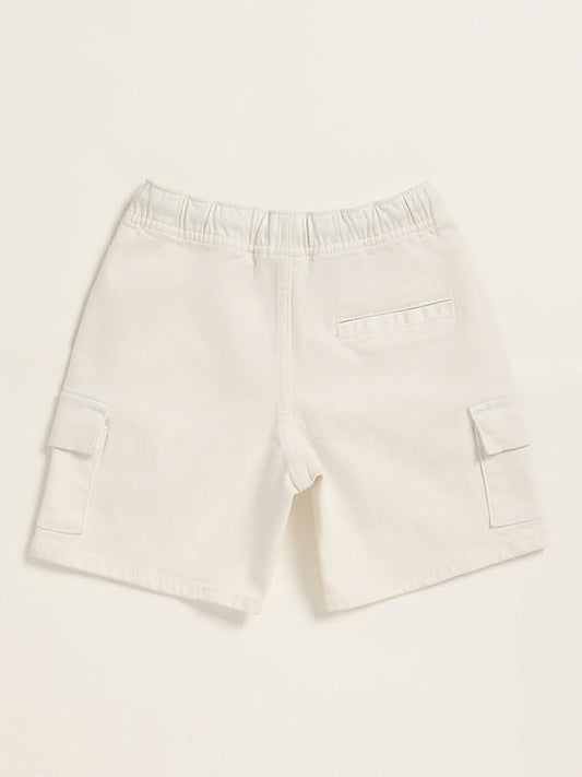 HOP Kids Off White Cargo Shorts