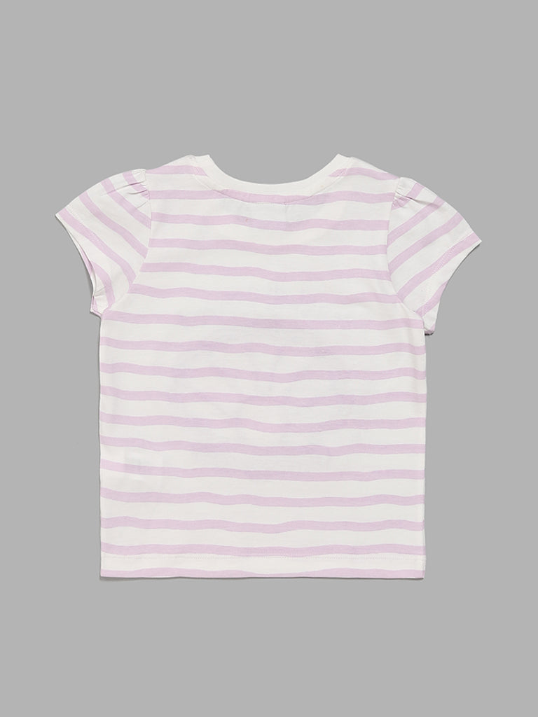 HOP Kids White Striped T-Shirt