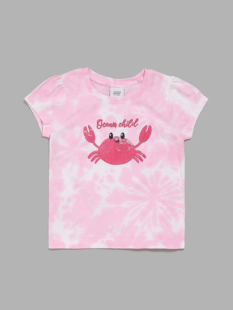 HOP Kids Tie & Dye Pink & White T-Shirt