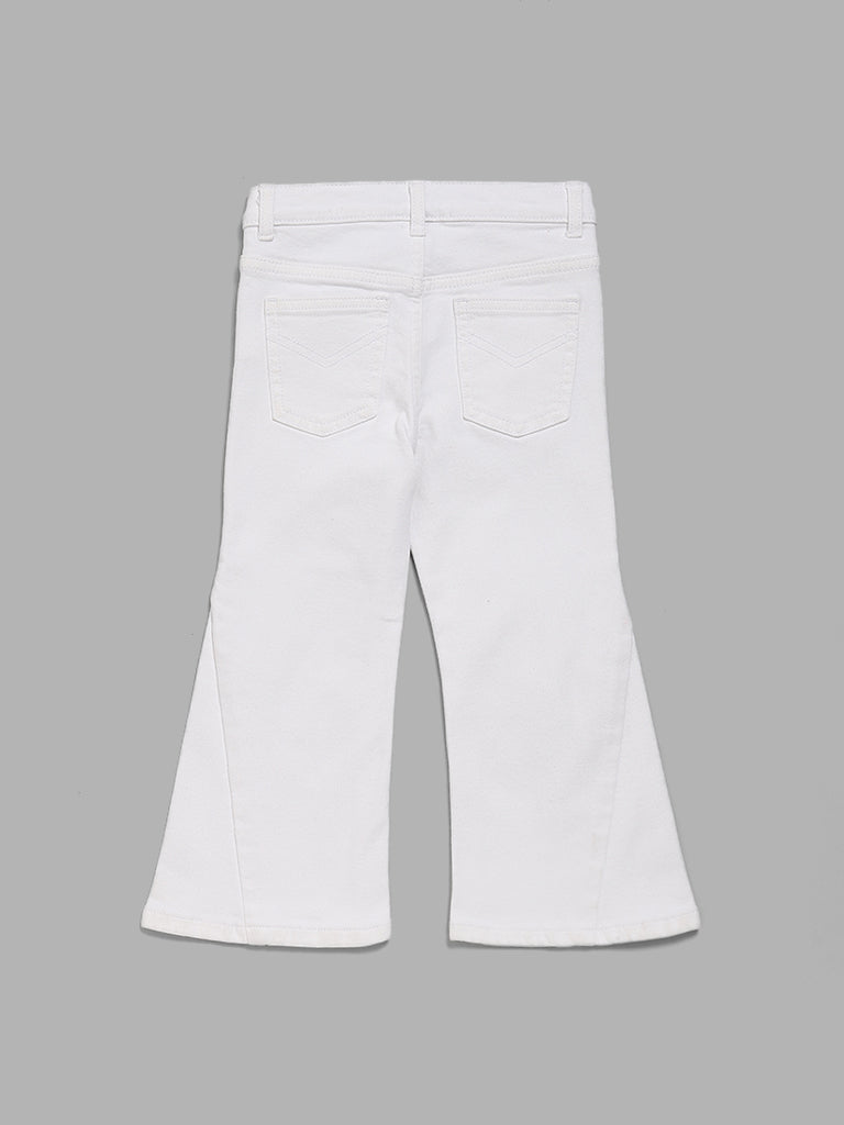 HOP Kids White Embroidered Jeans