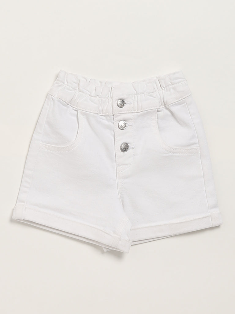 HOP Kids White Denim Shorts