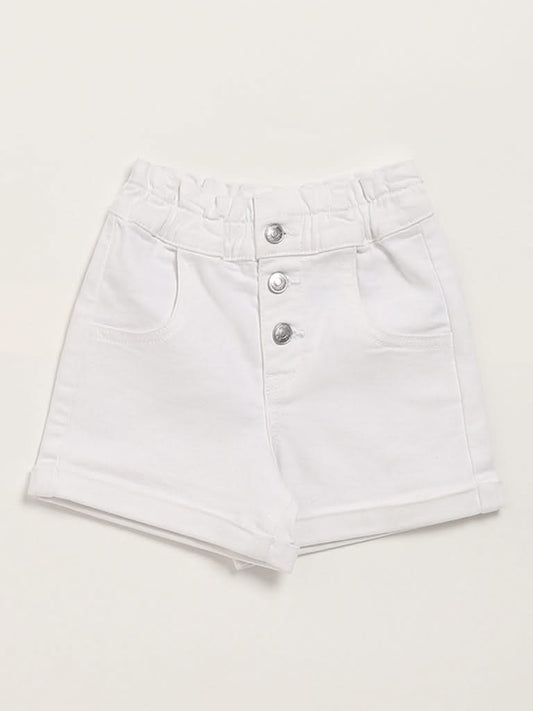 HOP Kids White Denim Shorts