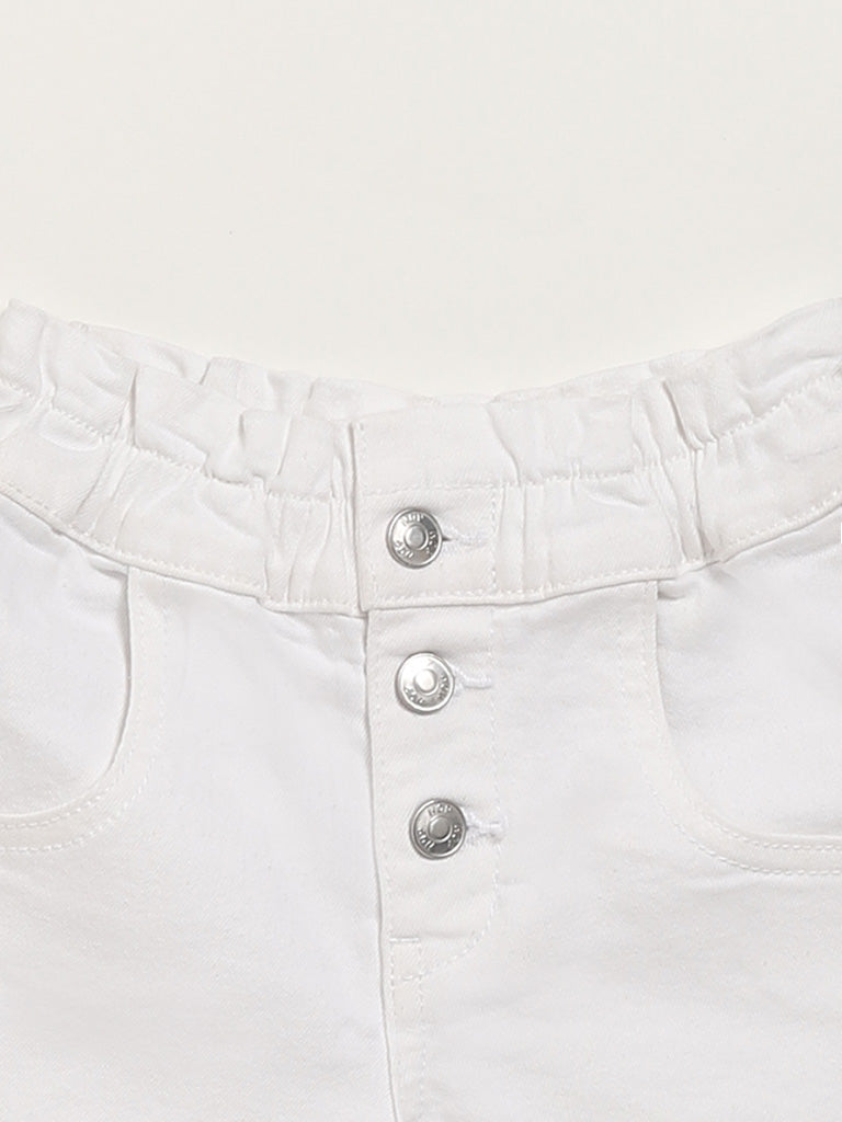 HOP Kids White Denim Shorts