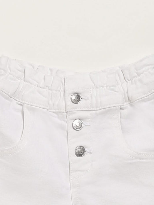 HOP Kids White Denim Shorts