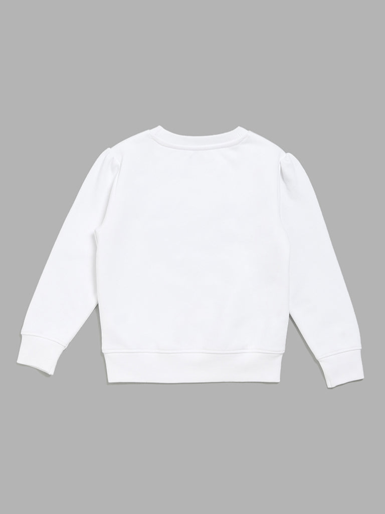 HOP Kids Off-White Contrast Print Sweatshirt