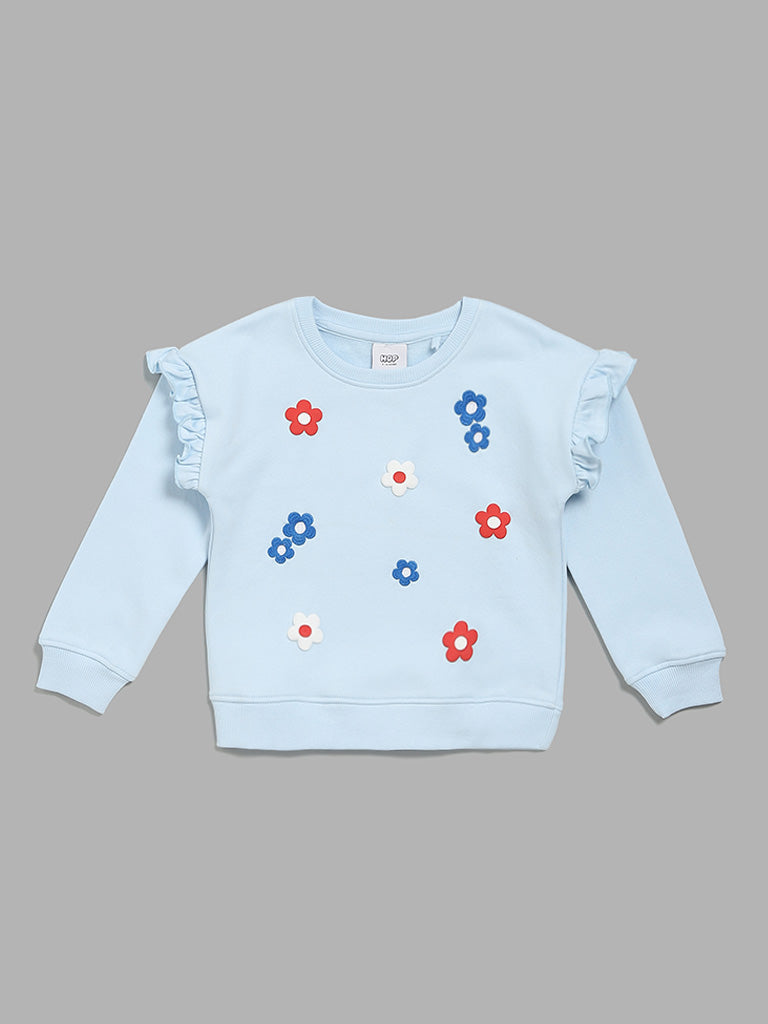 HOP Kids Blue Embroidered Sweatshirt