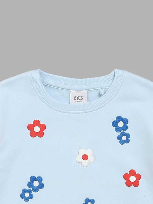 HOP Kids Blue Embroidered Sweatshirt