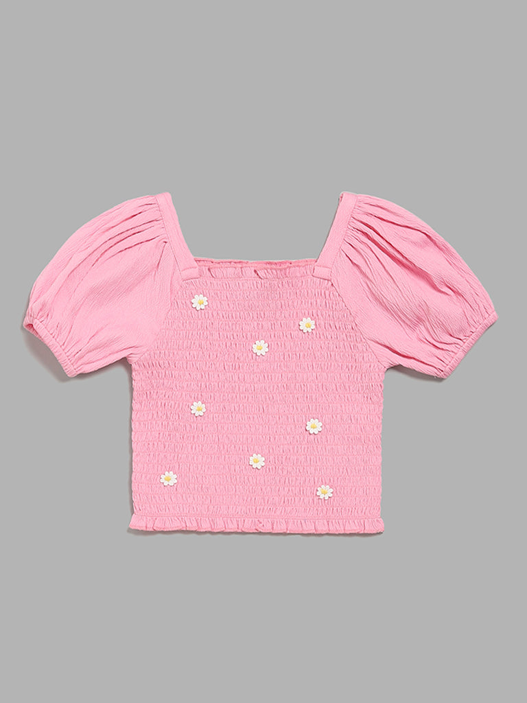 HOP Kids Pink Smocked Top