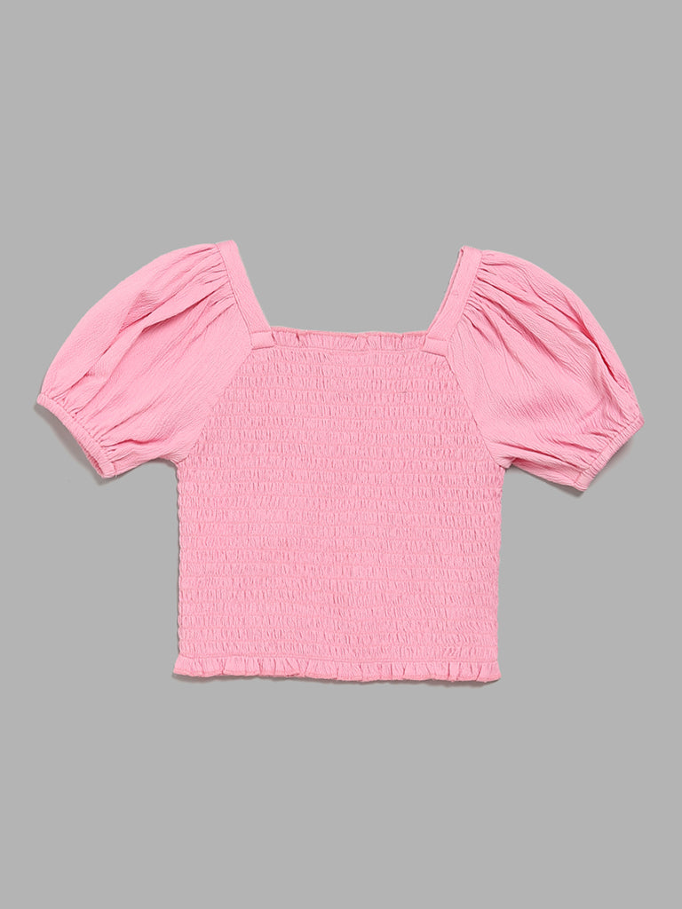 HOP Kids Pink Smocked Top