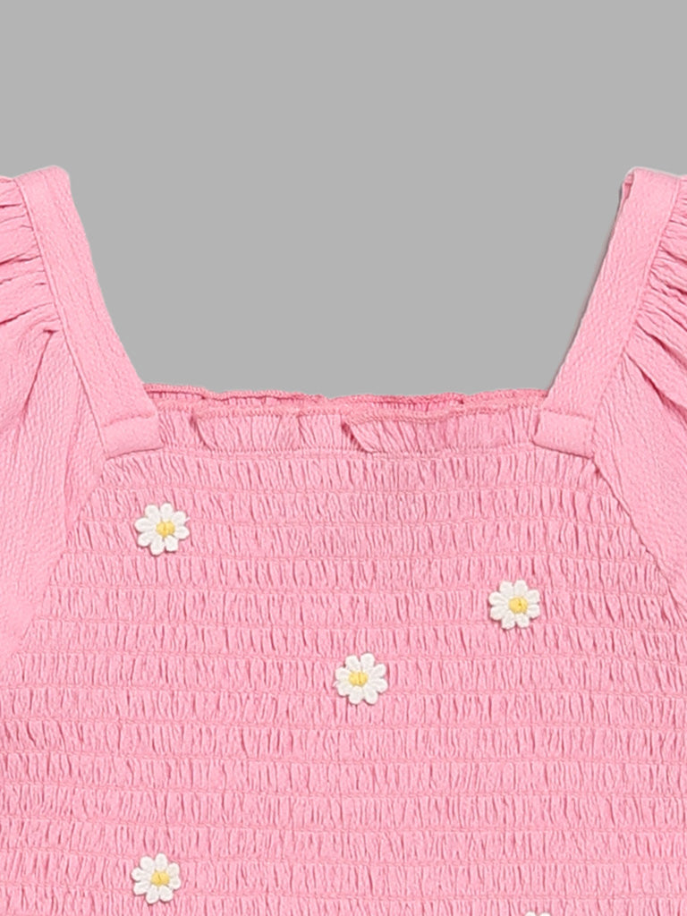 HOP Kids Pink Smocked Top