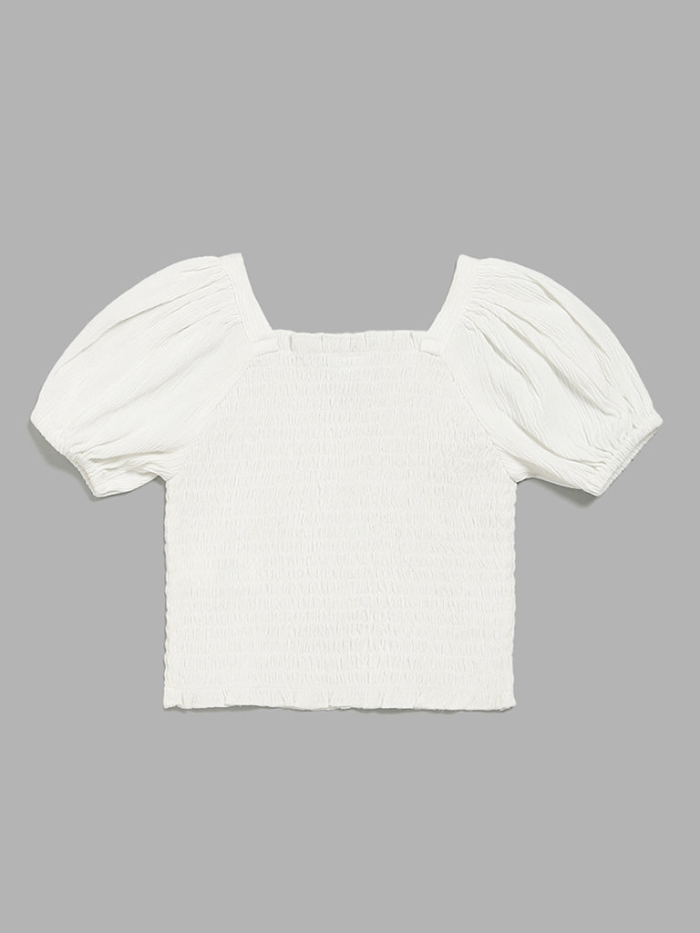 HOP Kids White Smocked Top