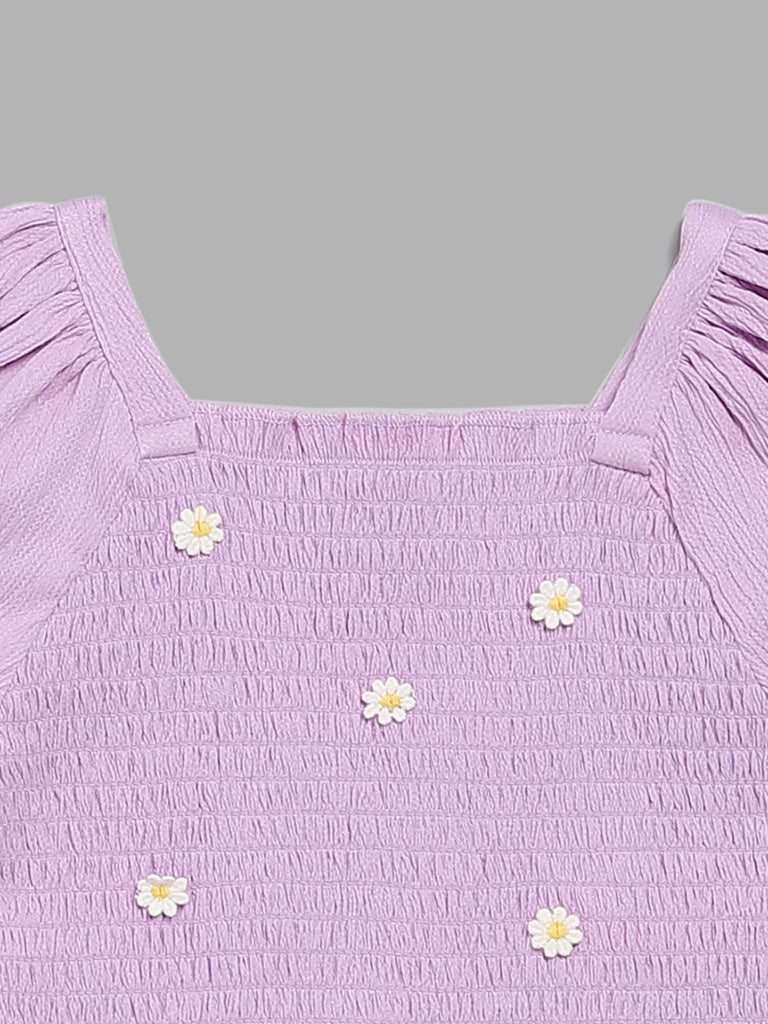 HOP Kids Purple Smocked Top