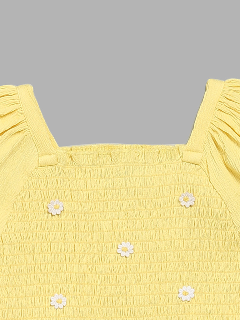 HOP Kids Yellow Smocked Top