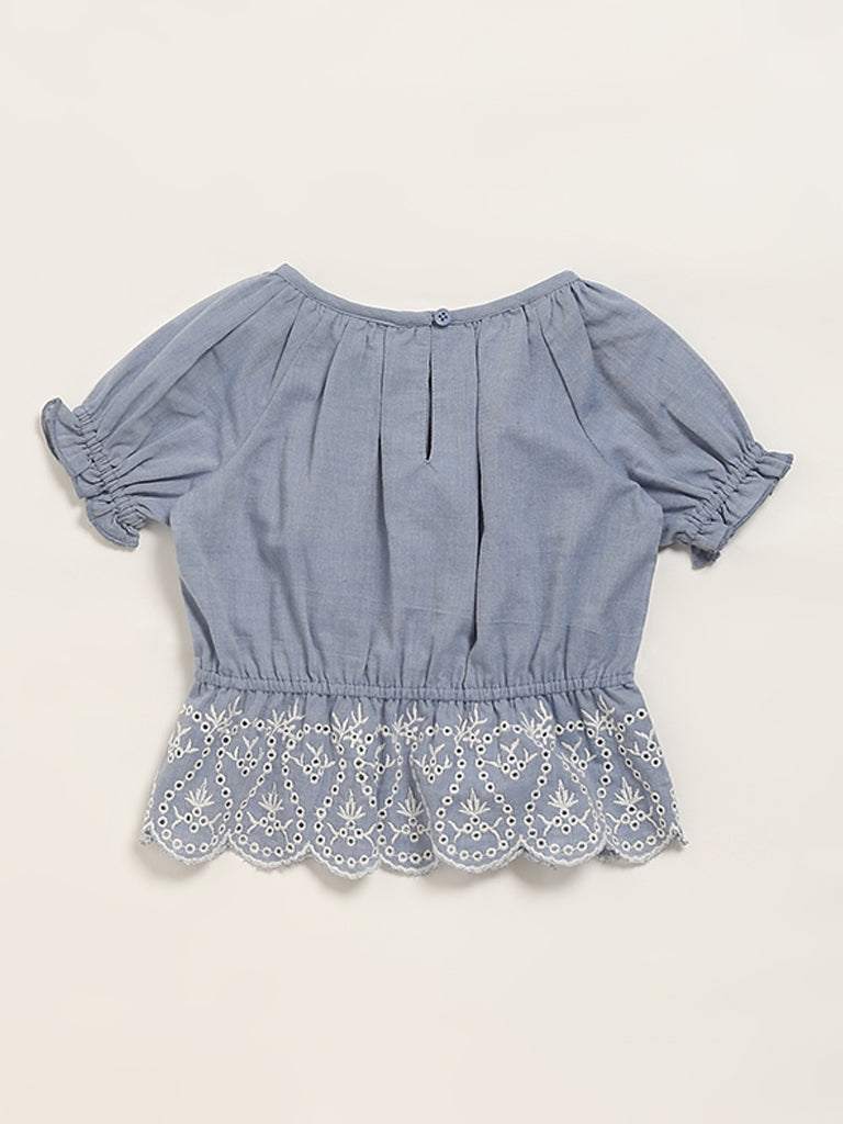 HOP Kids Lace Detail Grey Top